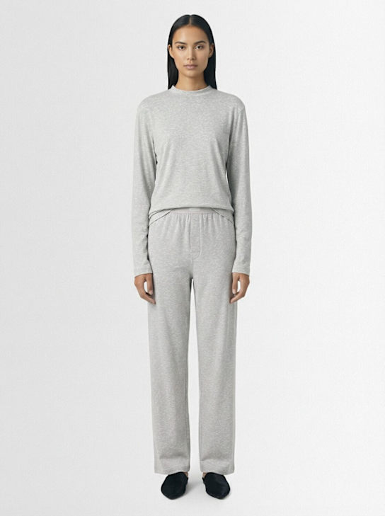 Skims: Cotton blend long sleeve t-shirt - Light Grey - women_1 | Luisa Via Roma