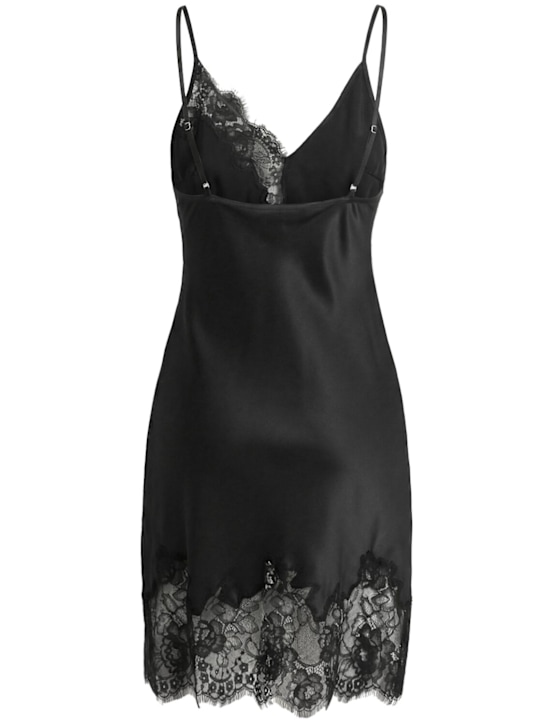Fleur Du Mal: Robe courte en dentelle et satin Juliet - Noir - women_1 | Luisa Via Roma