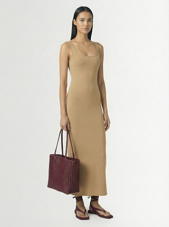 Rayas Collective: Medium woven basket bag - Maroon - women_1 | Luisa Via Roma