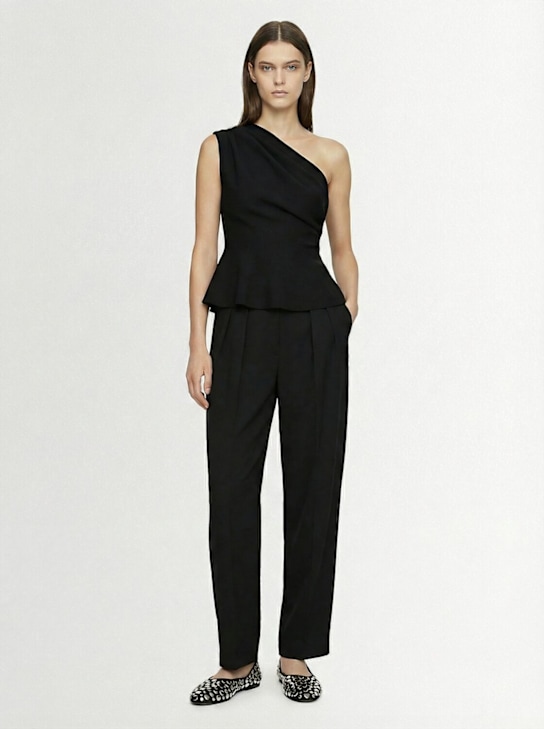 Khaite: Dugan high rise wool pants - 黑色 - women_1 | Luisa Via Roma
