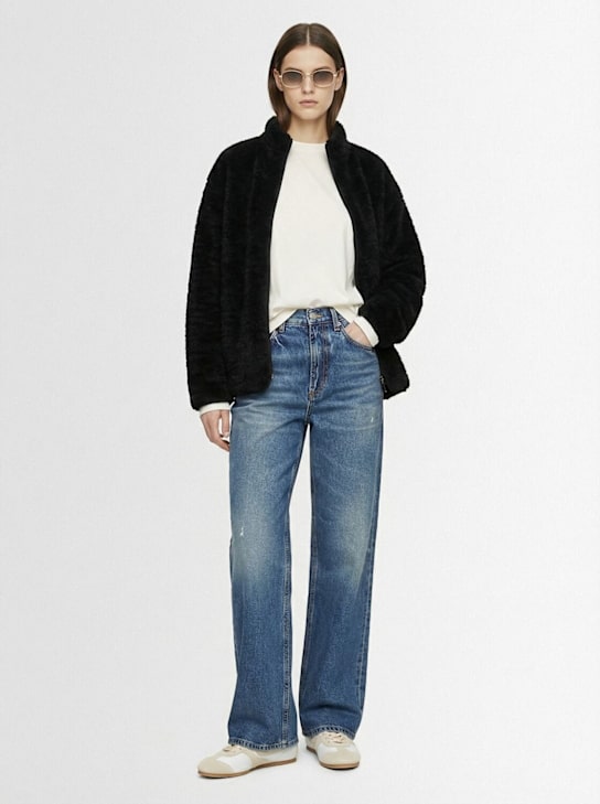 Skims: 毛绒拉链开合高领夹克 - 黑色 - women_1 | Luisa Via Roma