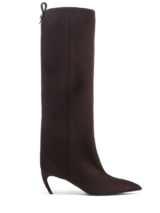 The Attico: Botas altas de ante 65mm - Café - women_0 | Luisa Via Roma