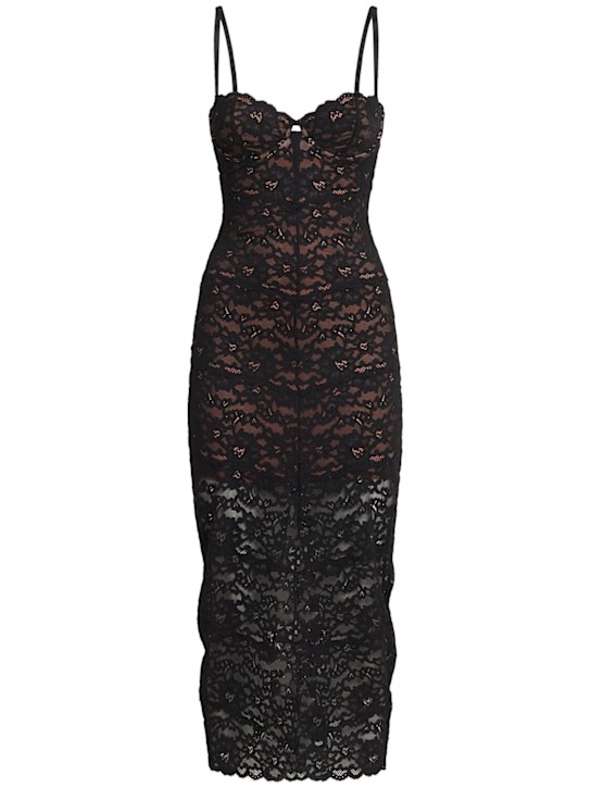 Fleur Du Mal: Charlotte蕾丝迷笛连衣裙 - 黑色 - women_0 | Luisa Via Roma
