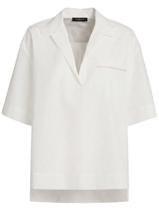 Fabiana Filippi: Cotton polo shirt - White - women_0 | Luisa Via Roma