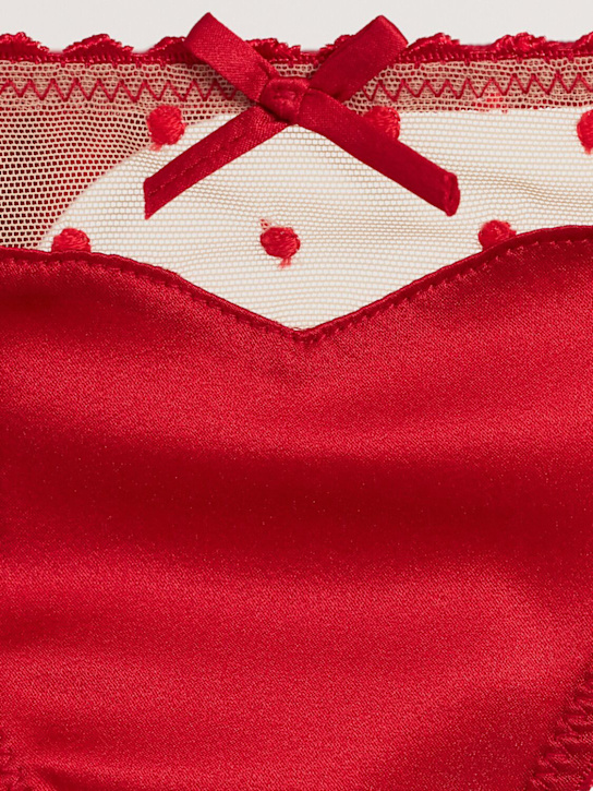 Fleur Du Mal: String en dentelle et coton Amour - Rouge - women_1 | Luisa Via Roma