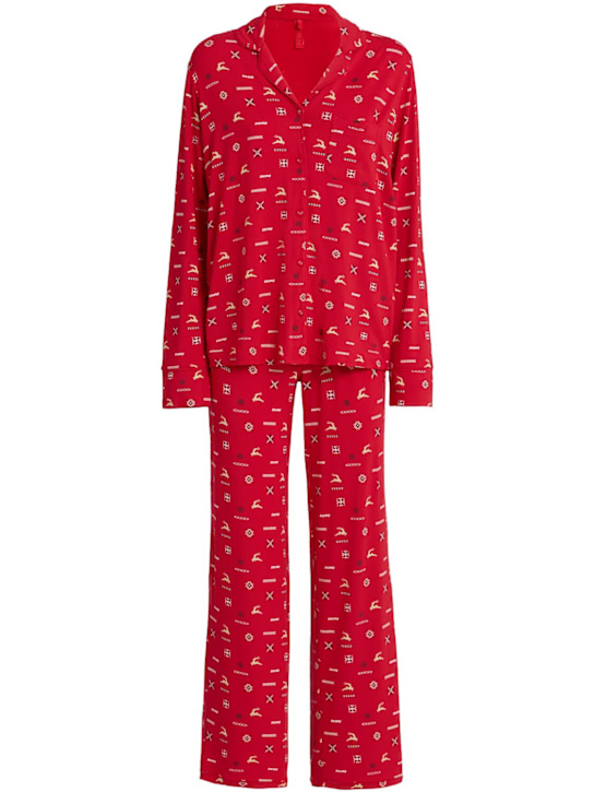 Skims: Modal shirt & pants sleep set - Cranberry Vinta - women_0 | Luisa Via Roma