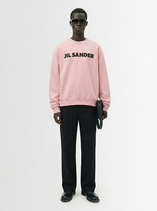 Jil Sander: Sudadera de algodón con logo - men_1 | Luisa Via Roma