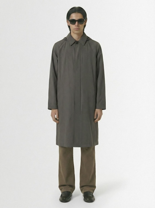 The Row: Hesper nylon long coat - Grey Cobalt - men_1 | Luisa Via Roma