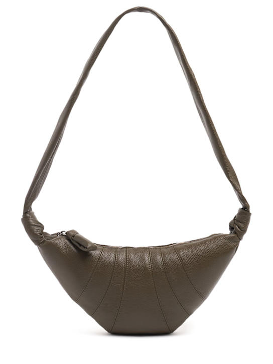 Lemaire: Bolso pequeño Croissant de piel de grano - Oliva Oscuro - women_0 | Luisa Via Roma