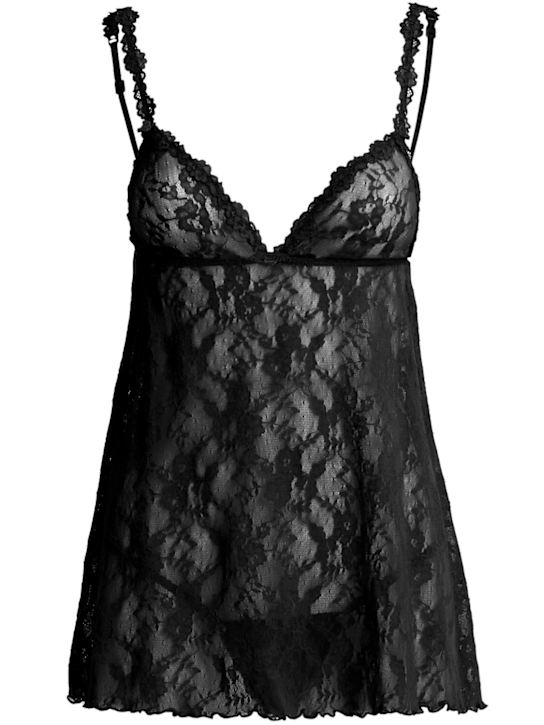 Skims: Lace slip top & thong set - Soot - women_0 | Luisa Via Roma