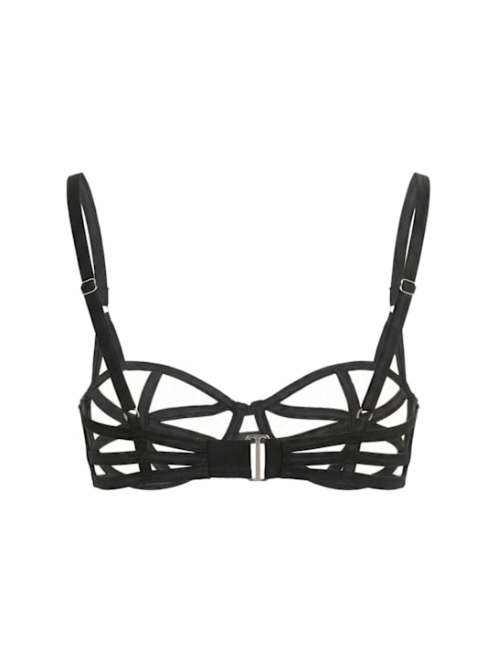 Fleur Du Mal: Caged silk bra - Black - women_1 | Luisa Via Roma