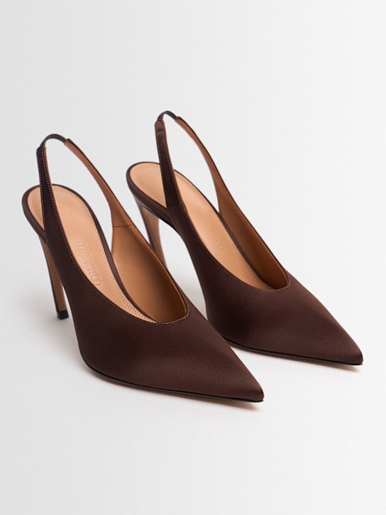 The Attico: 95毫米Viper绸缎露跟高跟鞋 - 棕色 - women_1 | Luisa Via Roma