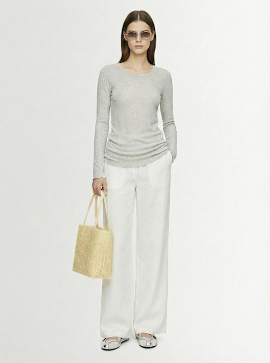 Skims: Cotton blend long sleeve top - Light Heather - women_1 | Luisa Via Roma