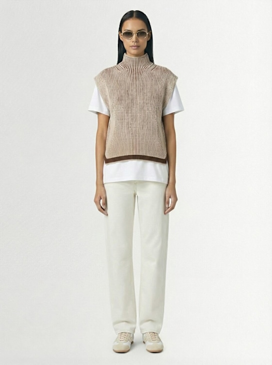 Varley: Lauren knit short sleeve top - Cocoa Dust - women_1 | Luisa Via Roma