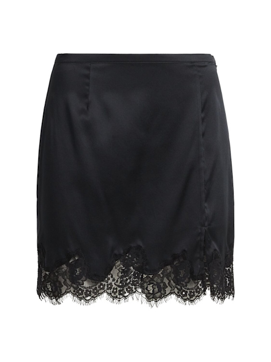 Fleur Du Mal: Jupe-culotte en dentelle et satin Juliet - Noir - women_0 | Luisa Via Roma