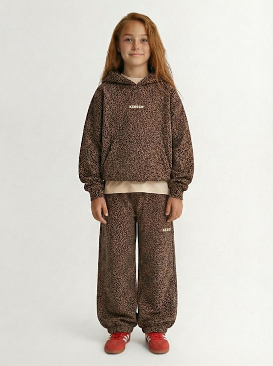 Kiddin: Pantalones de felpa de algodón - Café/Negro - kids-girls_1 | Luisa Via Roma