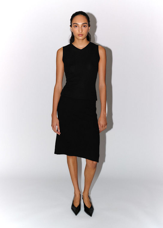 Nami: Silk & cashmere tank top - Noir - women_1 | Luisa Via Roma