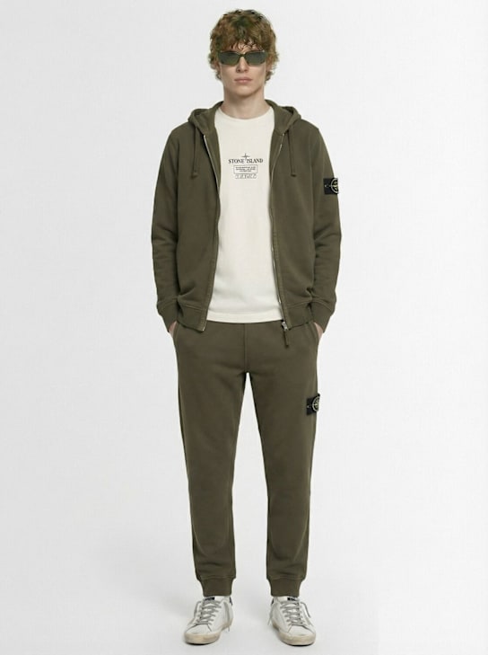 Stone Island: Brushed cotton sweatpants - men_1 | Luisa Via Roma