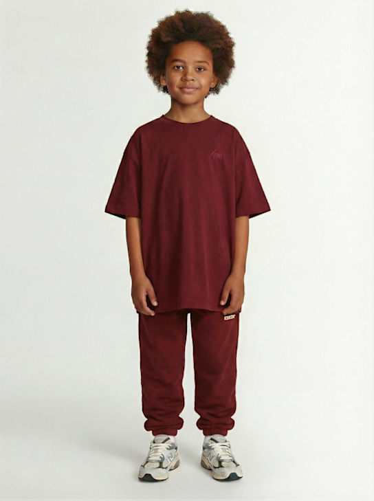 Kiddin': Logo cotton t-shirt - Bordeaux - kids-girls_1 | Luisa Via Roma