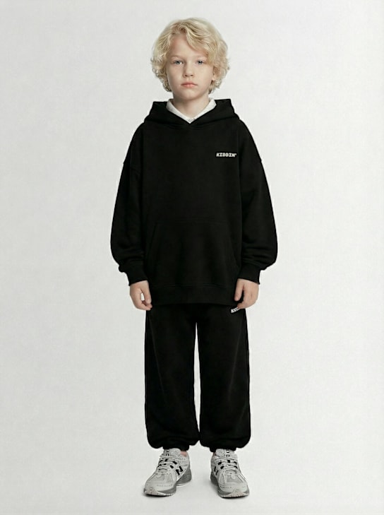 Kiddin': Cotton hoodie - Black - kids-boys_1 | Luisa Via Roma