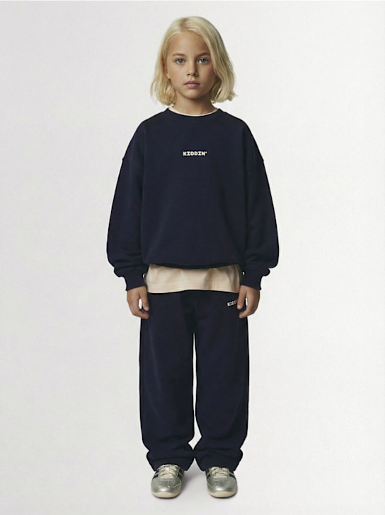 Kiddin': Cotton crewneck sweatshirt - ネイビー - kids-girls_1 | Luisa Via Roma