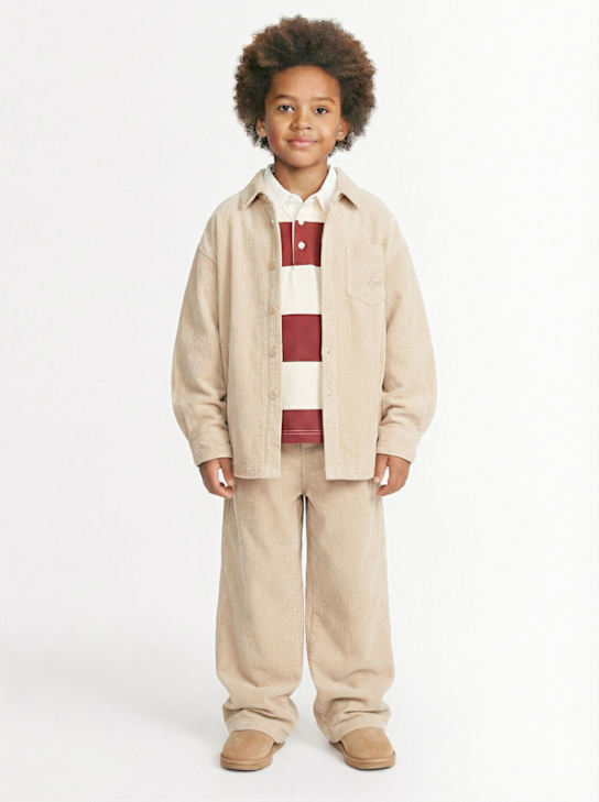 Kiddin': Velvet overshirt - Off White - kids-boys_1 | Luisa Via Roma