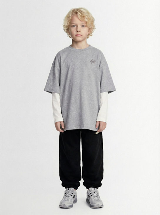 Kiddin: Pantalones de felpa de algodón - Negro - kids-girls_1 | Luisa Via Roma