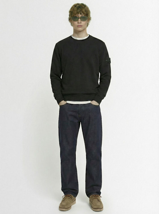 Stone Island: Cotton blend sweatshirt - ブラック - men_1 | Luisa Via Roma