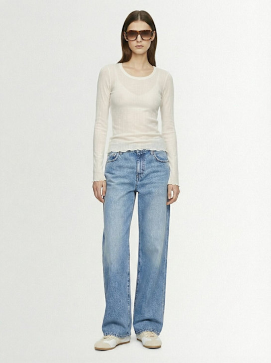 Skims: Cotton blend long sleeve top - Snow - women_1 | Luisa Via Roma