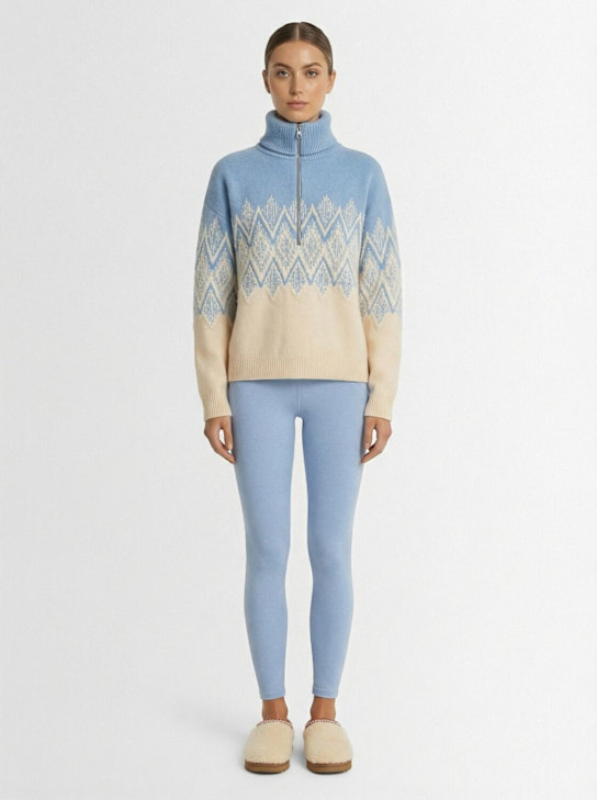 Varley: Hedda Fairisle half-zip sweater - Ashley Blue - women_1 | Luisa Via Roma