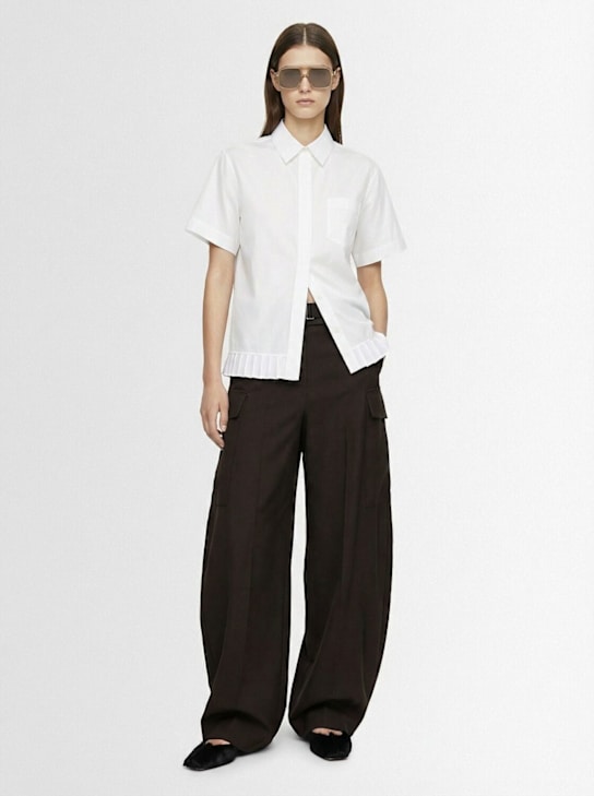 Sacai: Wool blend suiting pants - Brown - women_1 | Luisa Via Roma