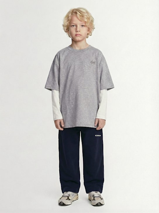 Kiddin': Logo cotton sweatpants - ネイビー - kids-girls_1 | Luisa Via Roma