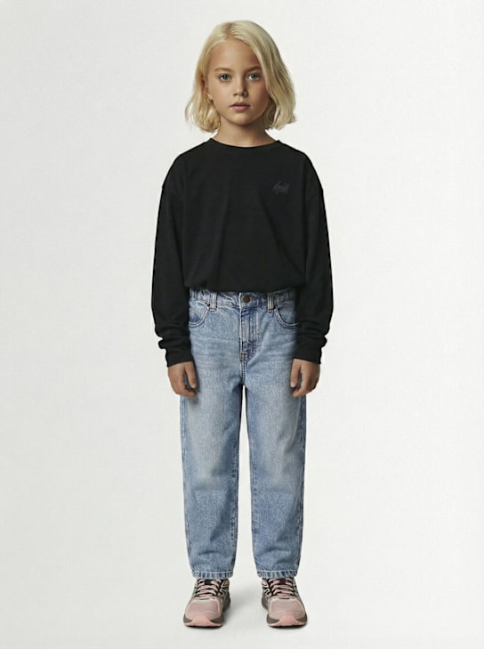 Kiddin': Logo cotton long sleeve t-shirt - Dark Grey - kids-boys_1 | Luisa Via Roma