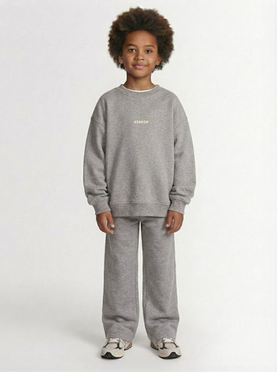 Kiddin': Cotton crewneck sweatshirt - Heather Grey - kids-boys_1 | Luisa Via Roma