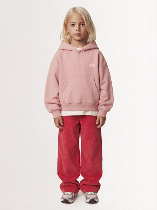 Kiddin': Logo cotton hoodie - Powder Pink - kids-boys_1 | Luisa Via Roma