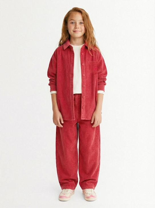 Kiddin': Velvet overshirt - Pink - kids-boys_1 | Luisa Via Roma