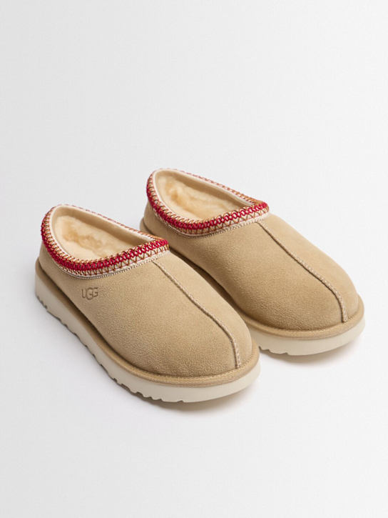 Ugg: Mocassins Tasman II peau lainée à plateforme 31 mm - Sand/Darkcherry - women_1 | Luisa Via Roma