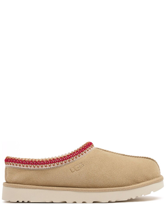 Ugg: Mocassins Tasman II peau lainée à plateforme 31 mm - Sand/Darkcherry - women_0 | Luisa Via Roma