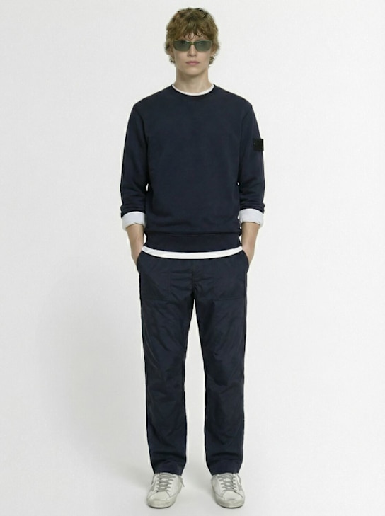 Stone Island: Cotton blend sweatshirt - ネイビー - men_1 | Luisa Via Roma