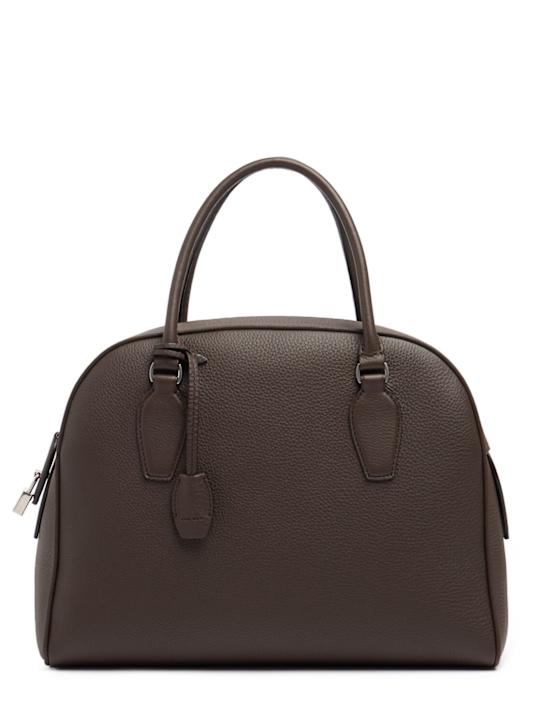 The Row: Small India 12 lux grain leather bag - Brown - women_0 | Luisa Via Roma