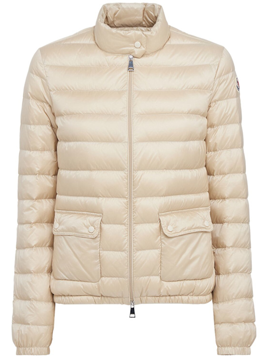 Moncler: Lans nylon down jacket - Light Beige - women_0 | Luisa Via Roma