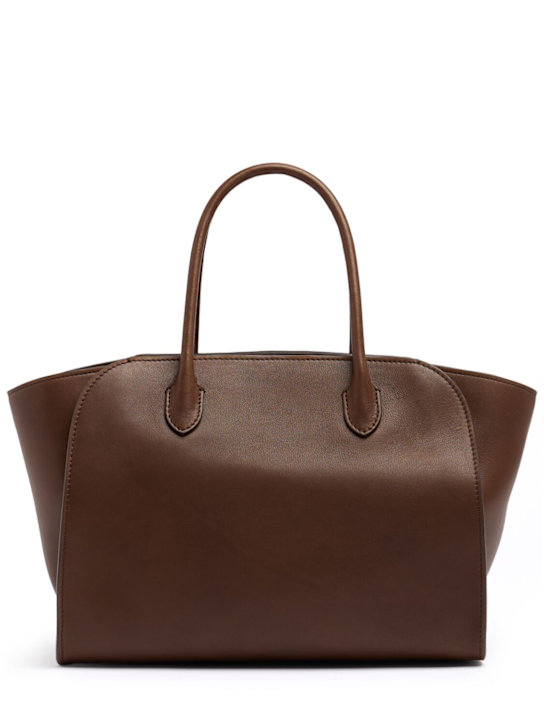 The Row: Marlo 12 saddle leather tote bag - Deep Brown - women_0 | Luisa Via Roma
