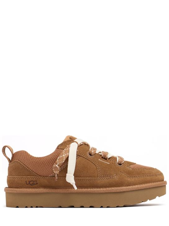 Ugg: Lowmel麂皮系带运动鞋 - 栗色 - women_0 | Luisa Via Roma