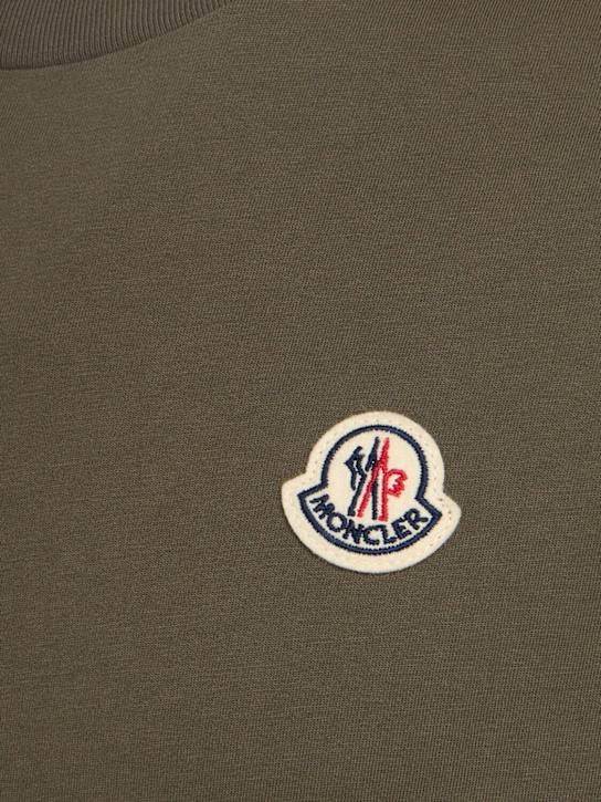 Moncler: 3 pack logo patch cotton t-shirt - Blue/Green/White - men_1 | Luisa Via Roma