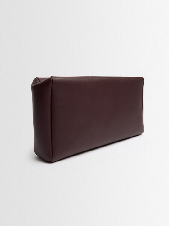 The Row: Squared compact silk leather clutch - バーガンディー - women_1 | Luisa Via Roma