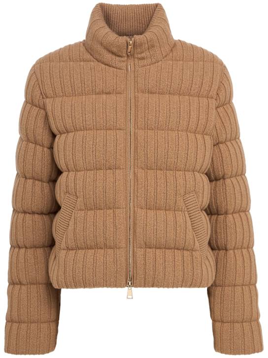 Moncler: 羊毛&羊绒羽绒夹克 - Camel Beige - women_0 | Luisa Via Roma