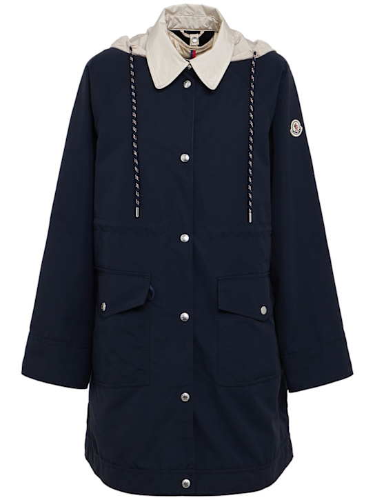 Moncler: Begonia 3-in-1 cotton long down jacket - Blue - women_0 | Luisa Via Roma