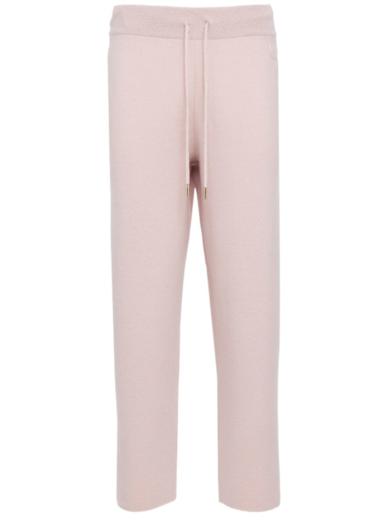 Moncler: Wool & cashmere jogging pants - Light Pink - women_0 | Luisa Via Roma