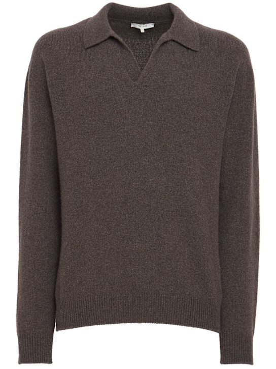 The Row: Chemise polo en maille de cachemire Leach - Sable Foncé - men_0 | Luisa Via Roma