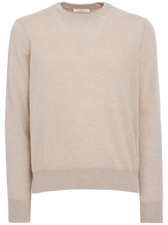 The Row: Benji cashmere crewneck sweater - Limestone - men_0 | Luisa Via Roma